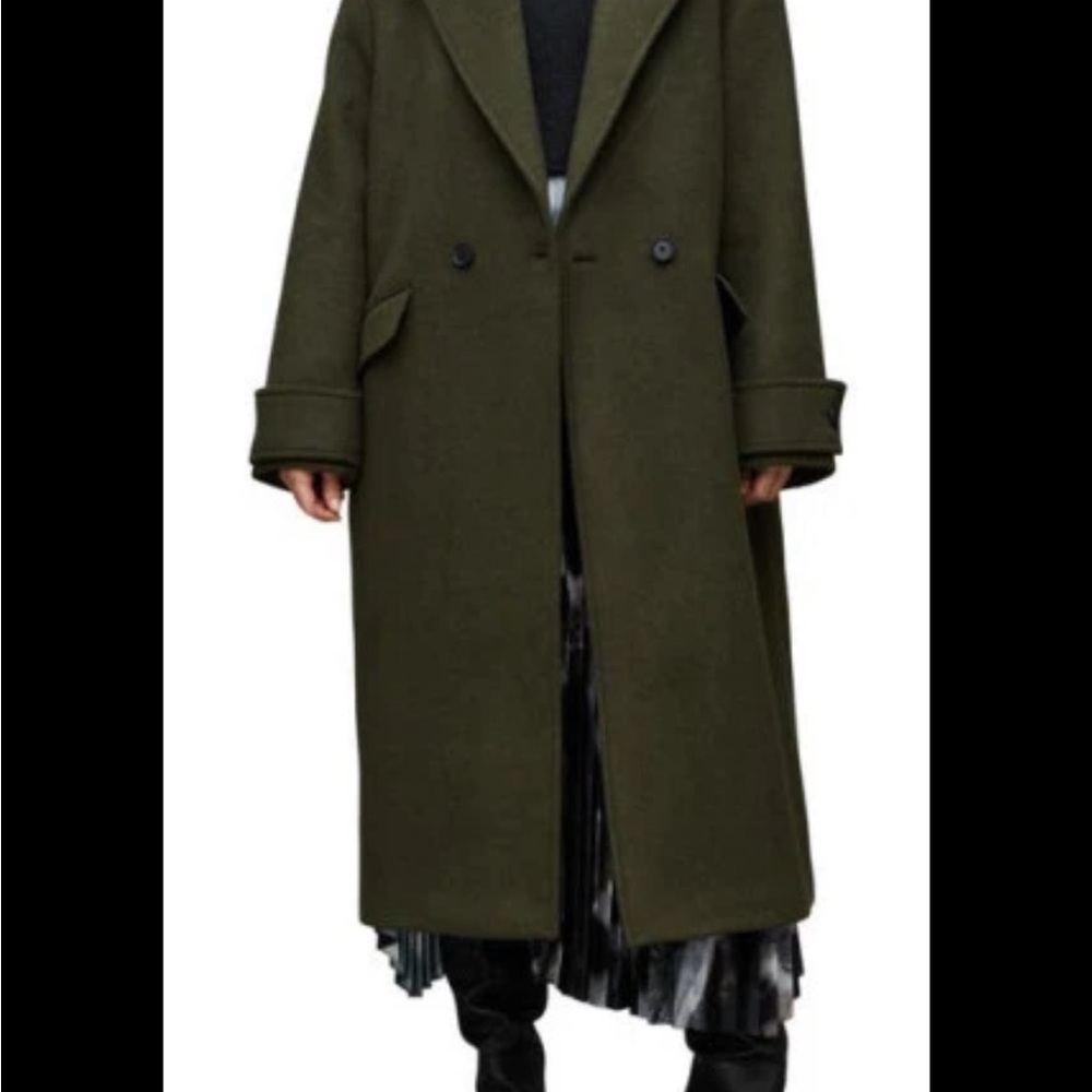 All Saints Mabel Oversized Coat with Double-Breasted Design olive green - Picture 6 of 10